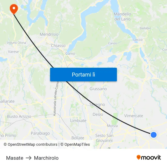 Masate to Marchirolo map