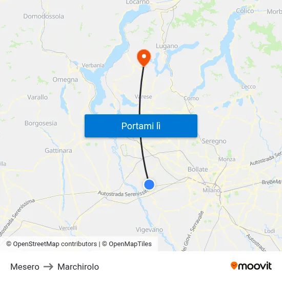 Mesero to Marchirolo map
