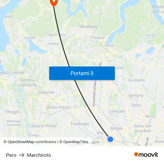 Pero to Marchirolo map