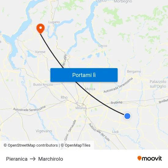 Pieranica to Marchirolo map