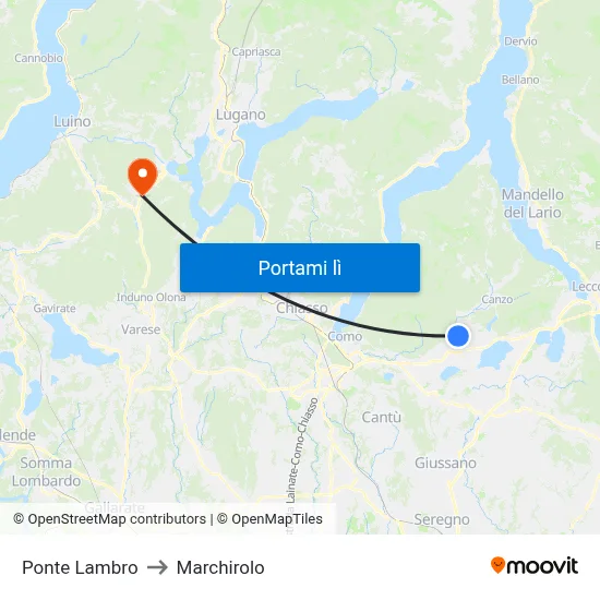 Ponte Lambro to Marchirolo map