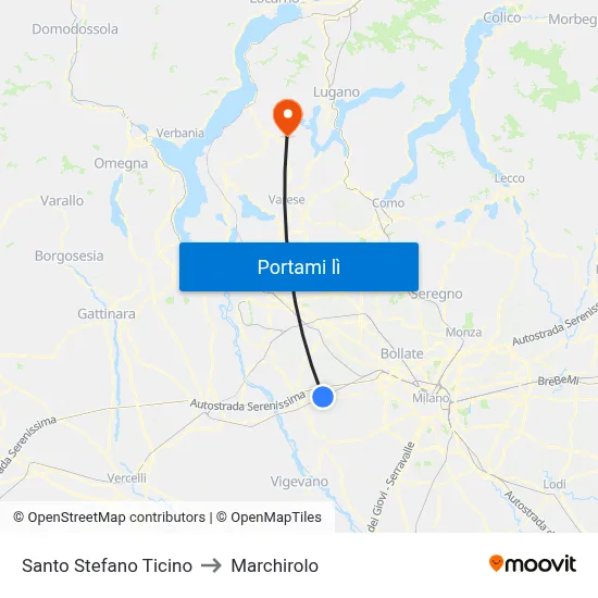 Santo Stefano Ticino to Marchirolo map