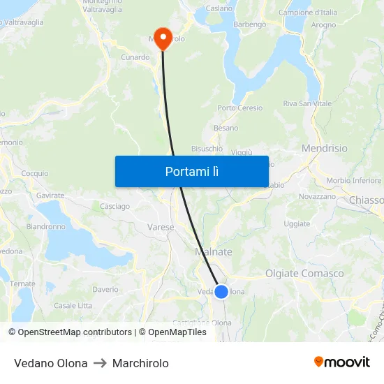 Vedano Olona to Marchirolo map