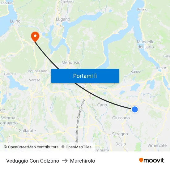 Veduggio Con Colzano to Marchirolo map
