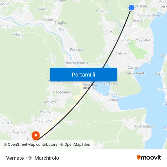 Vernate to Marchirolo map