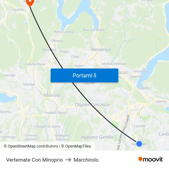 Vertemate Con Minoprio to Marchirolo map