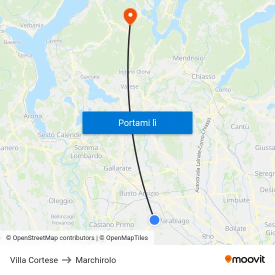 Villa Cortese to Marchirolo map