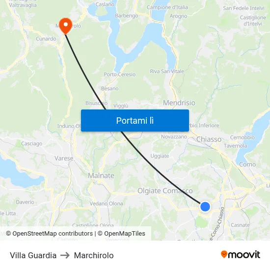 Villa Guardia to Marchirolo map