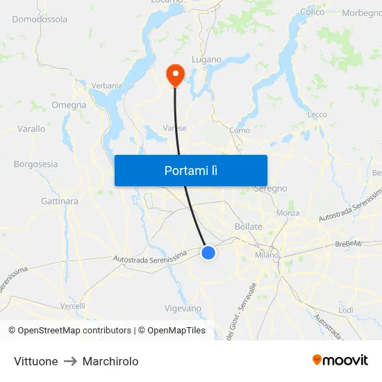 Vittuone to Marchirolo map