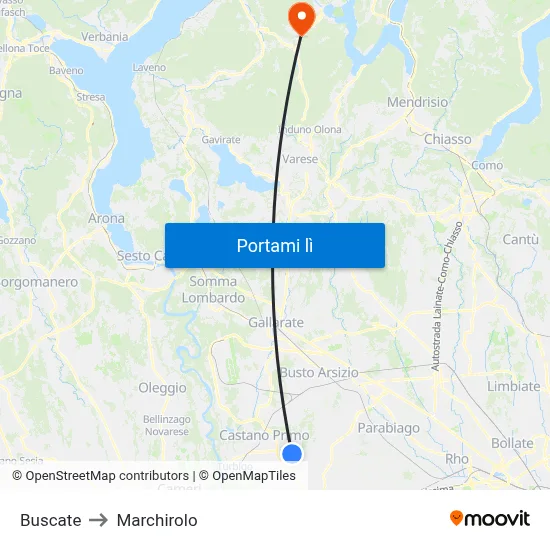 Buscate to Marchirolo map