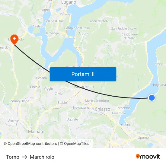Torno to Marchirolo map