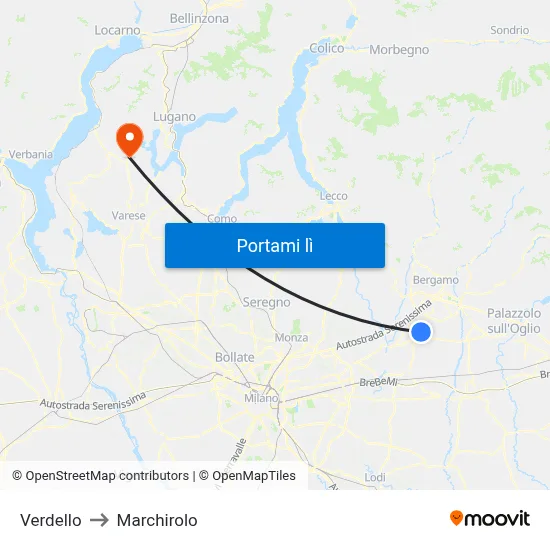 Verdello to Marchirolo map
