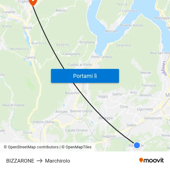 BIZZARONE to Marchirolo map