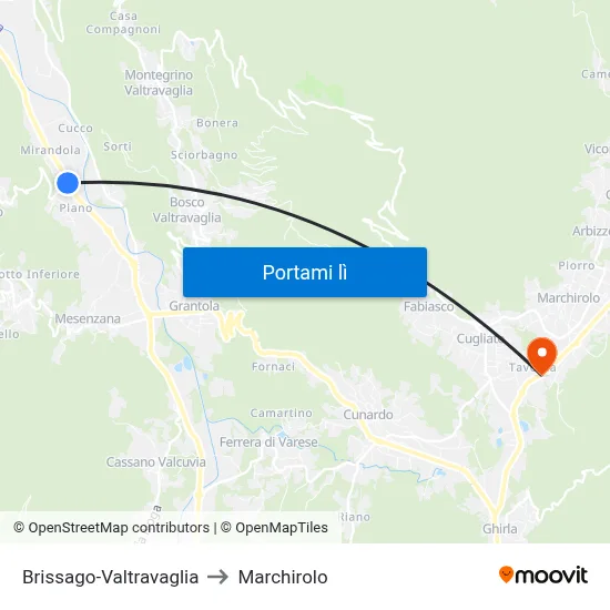 Brissago-Valtravaglia to Marchirolo map