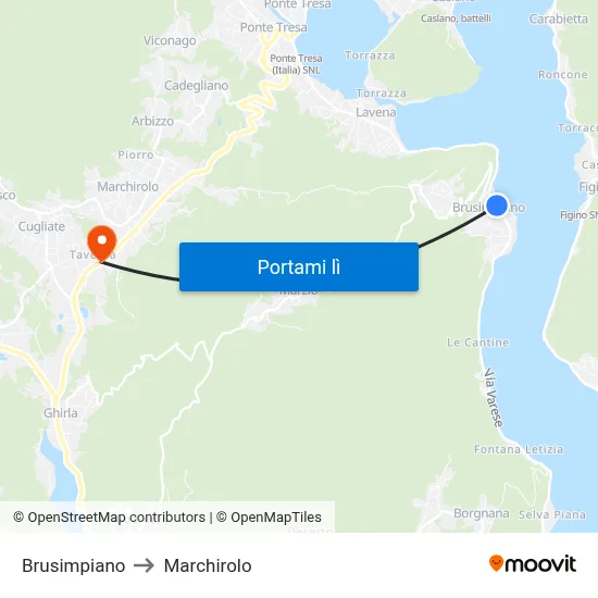 Brusimpiano to Marchirolo map