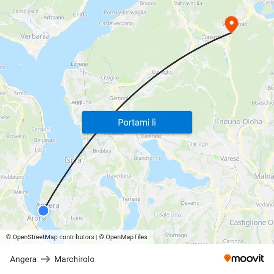 Angera to Marchirolo map