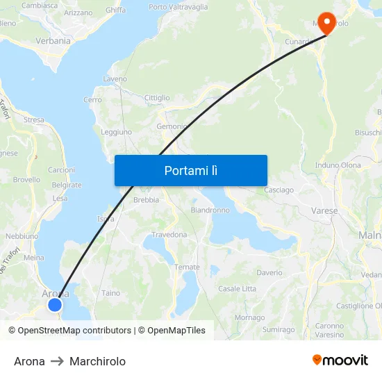 Arona to Marchirolo map