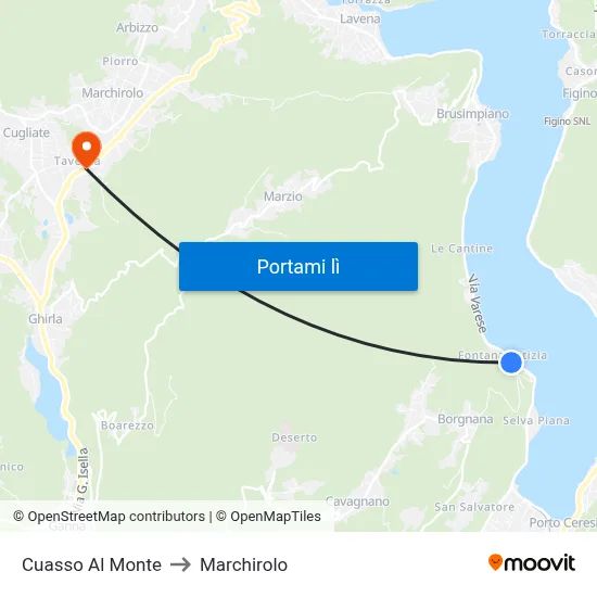 Cuasso Al Monte to Marchirolo map