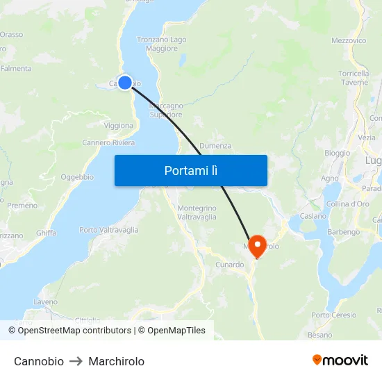 Cannobio to Marchirolo map