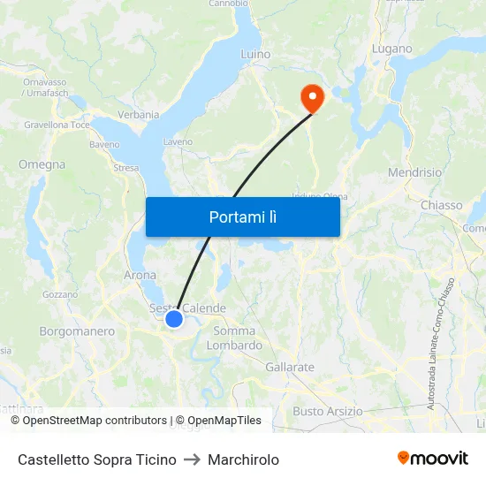 Castelletto Sopra Ticino to Marchirolo map