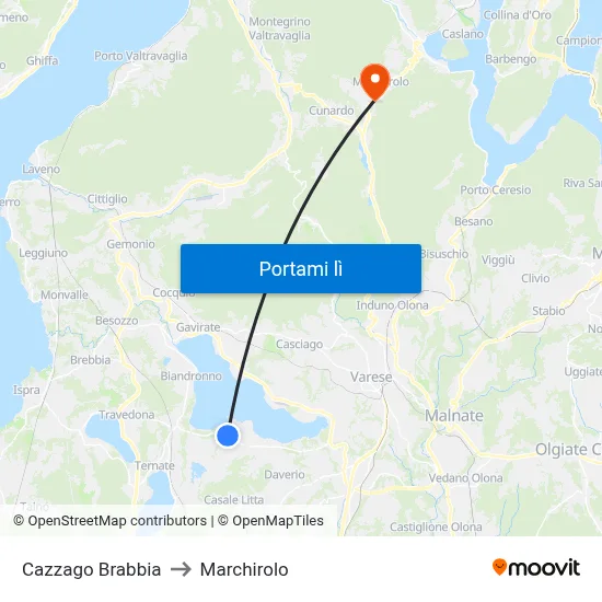 Cazzago Brabbia to Marchirolo map