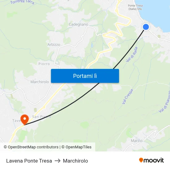 Lavena Ponte Tresa to Marchirolo map