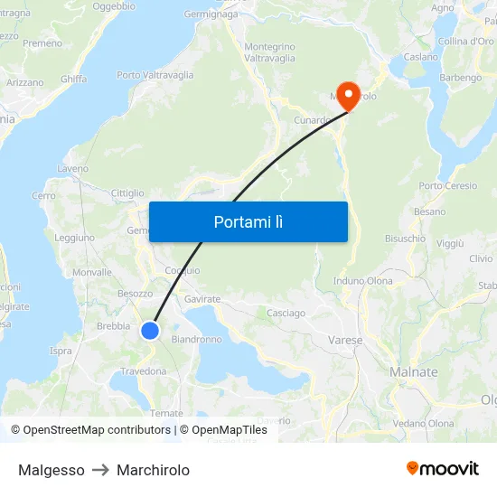 Malgesso to Marchirolo map