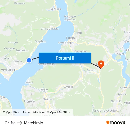 Ghiffa to Marchirolo map