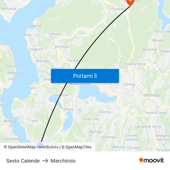 Sesto Calende to Marchirolo map