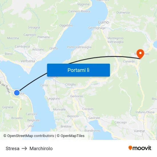 Stresa to Marchirolo map