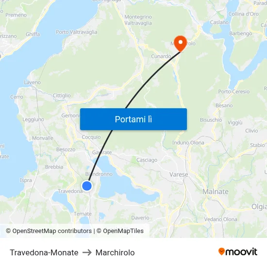 Travedona-Monate to Marchirolo map