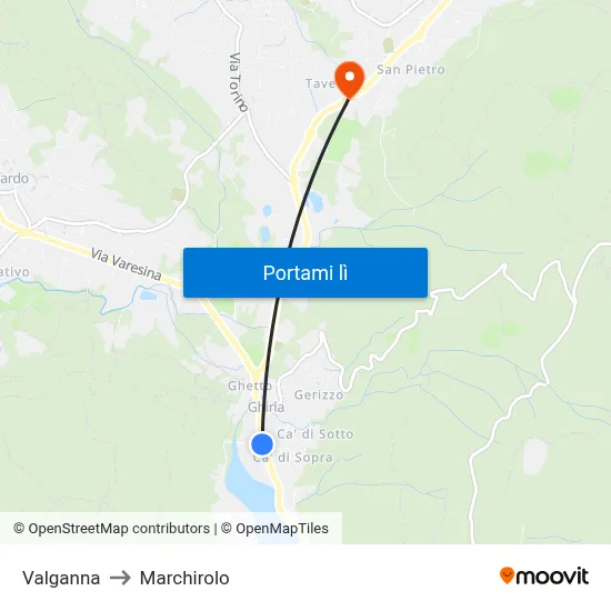 Valganna to Marchirolo map