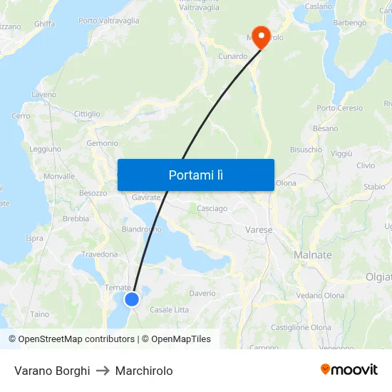 Varano Borghi to Marchirolo map
