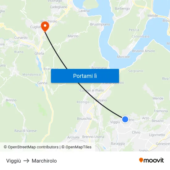Viggiù to Marchirolo map