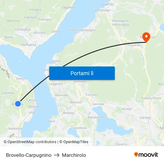 Brovello-Carpugnino to Marchirolo map