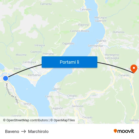 Baveno to Marchirolo map