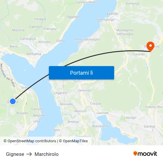 Gignese to Marchirolo map