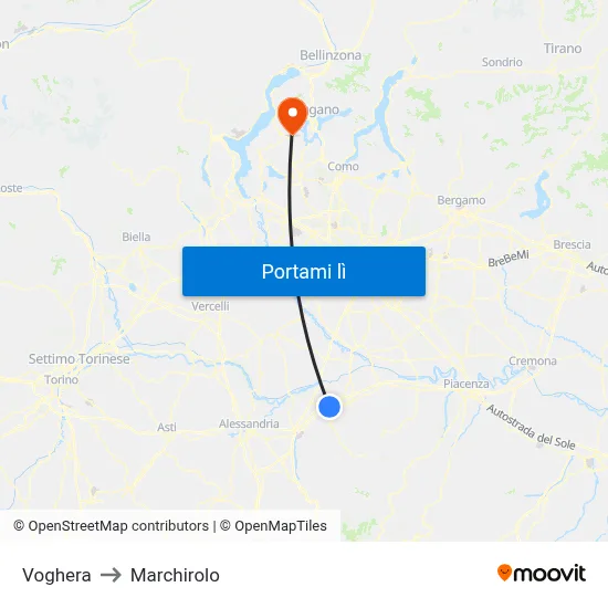 Voghera to Marchirolo map