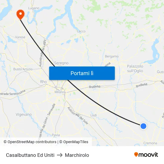 Casalbuttano Ed Uniti to Marchirolo map