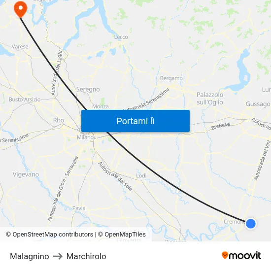 Malagnino to Marchirolo map
