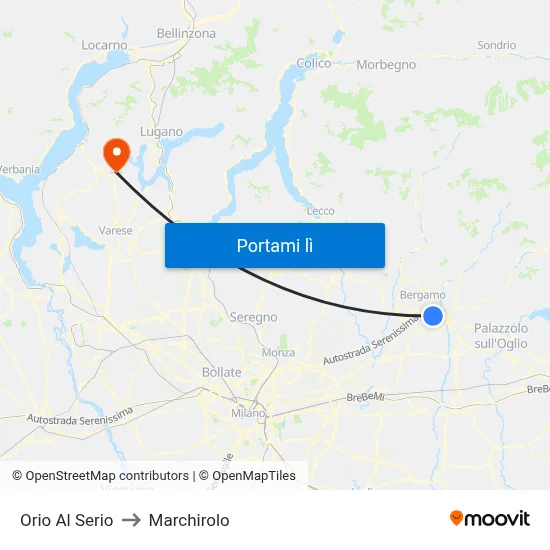 Orio Al Serio to Marchirolo map
