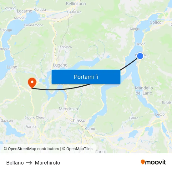 Bellano to Marchirolo map