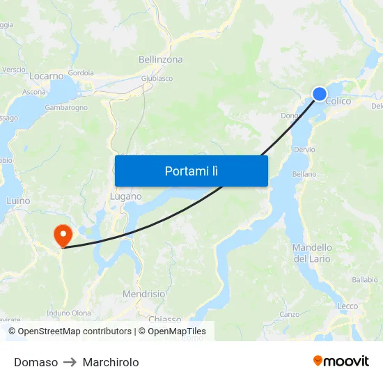 Domaso to Marchirolo map
