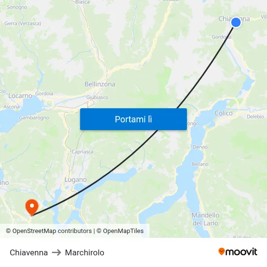 Chiavenna to Marchirolo map