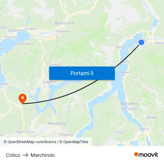 Colico to Marchirolo map