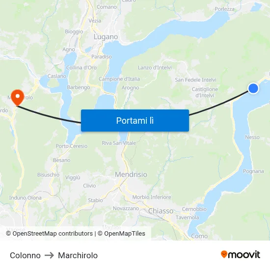 Colonno to Marchirolo map