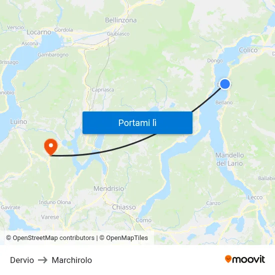 Dervio to Marchirolo map