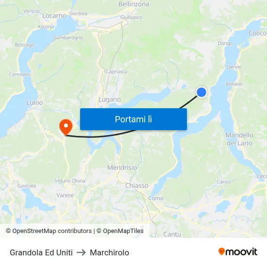Grandola Ed Uniti to Marchirolo map