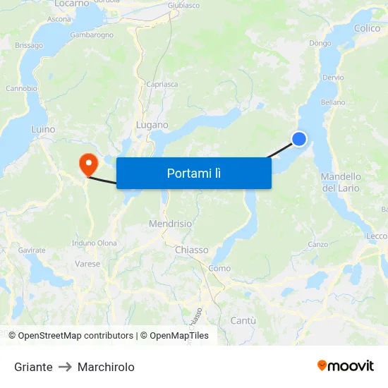Griante to Marchirolo map