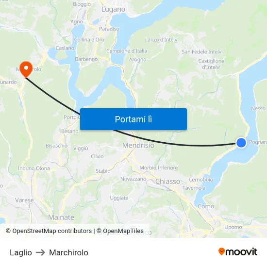 Laglio to Marchirolo map